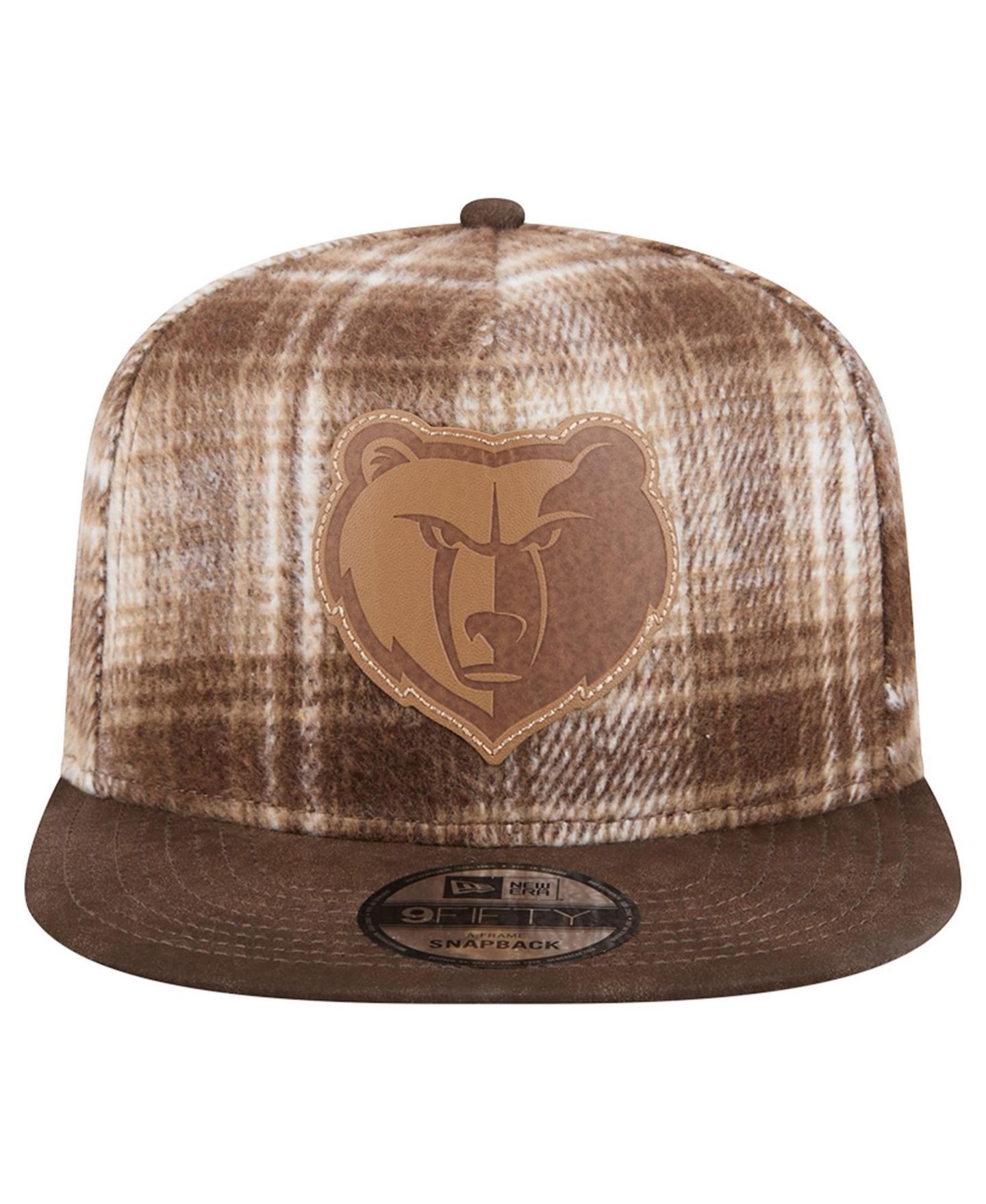 Мужская кепка New Era Brown Memphis Grizzlies Plaid 9FIFTY A-Frame Adjustable Hat — фото 2