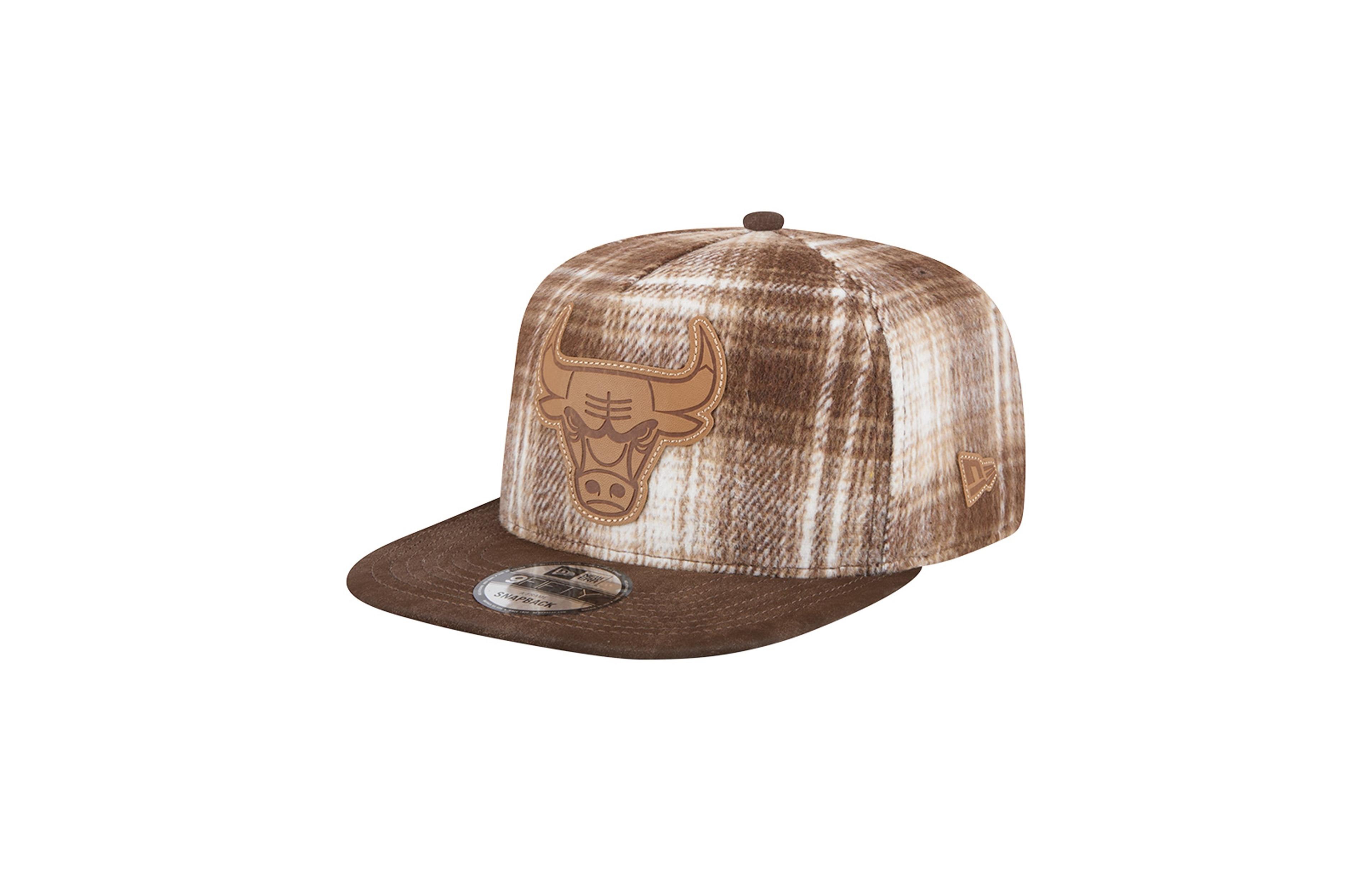 New Era Men's Brown Chicago Bulls Plaid 9FIFTY A-Frame Adjustable Hat