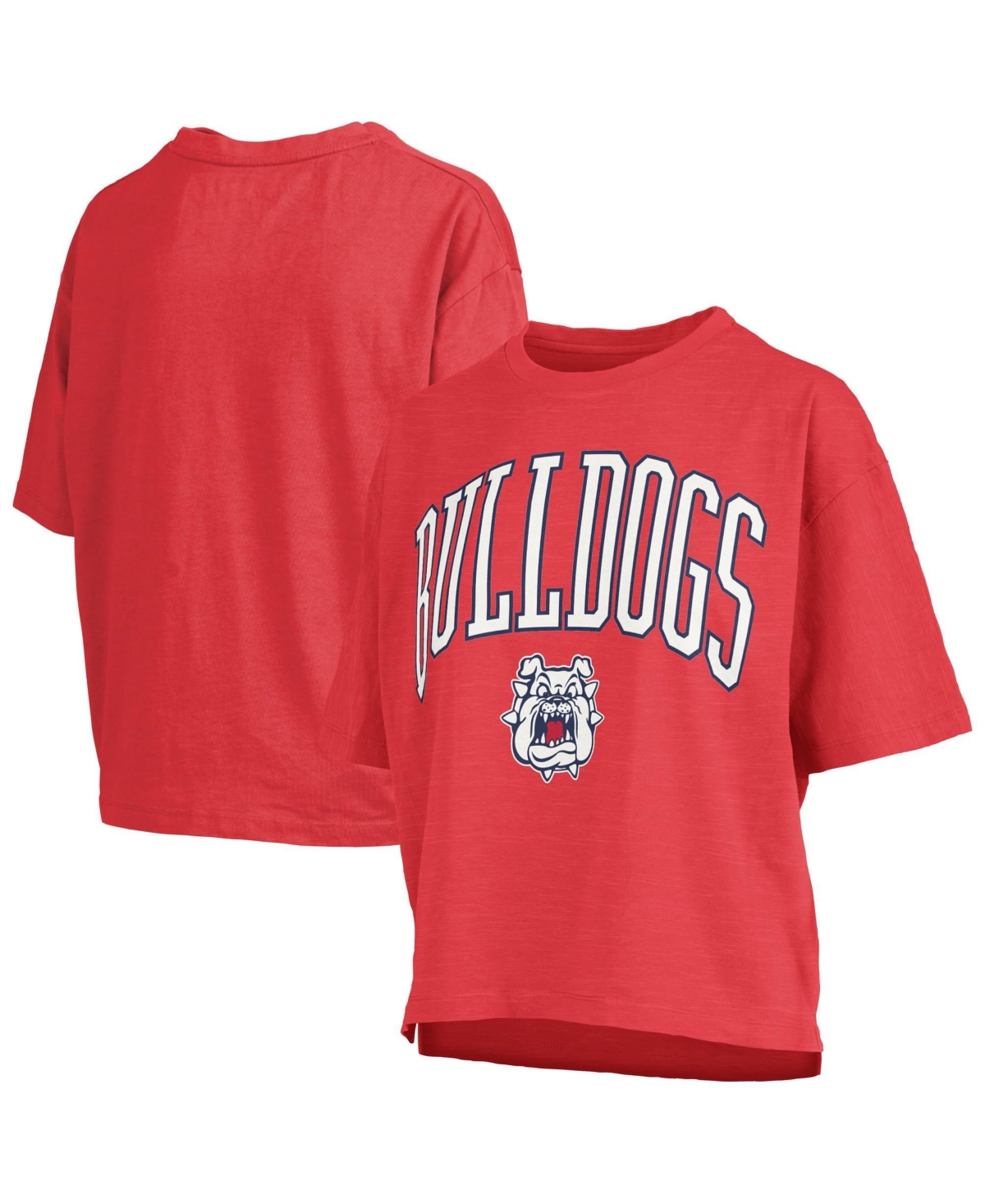 Pressbox Women's Red Fresno State Bulldogs Oversized Nelson Arch Over Logo Slub T-Shirt - Red