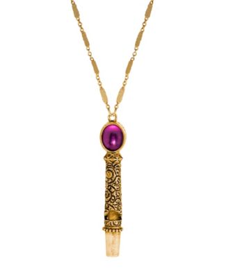Gold-Tone Purple Stone Whistle Necklace