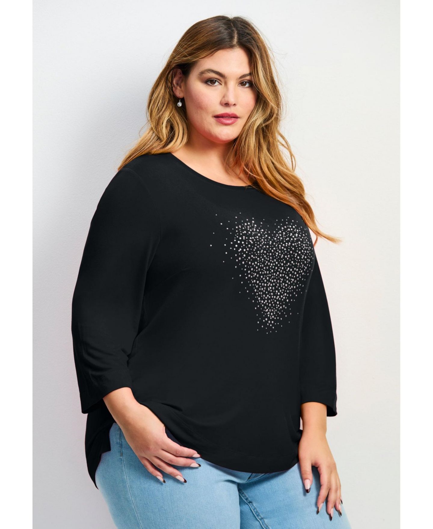 Женский топ Avenue Plus Size Love Heart, цвет: Чёрный — фото 4