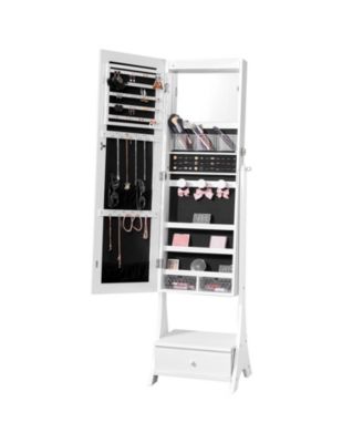 Freestanding Lockable with Full-Length Mirror, Jewelry Armoire