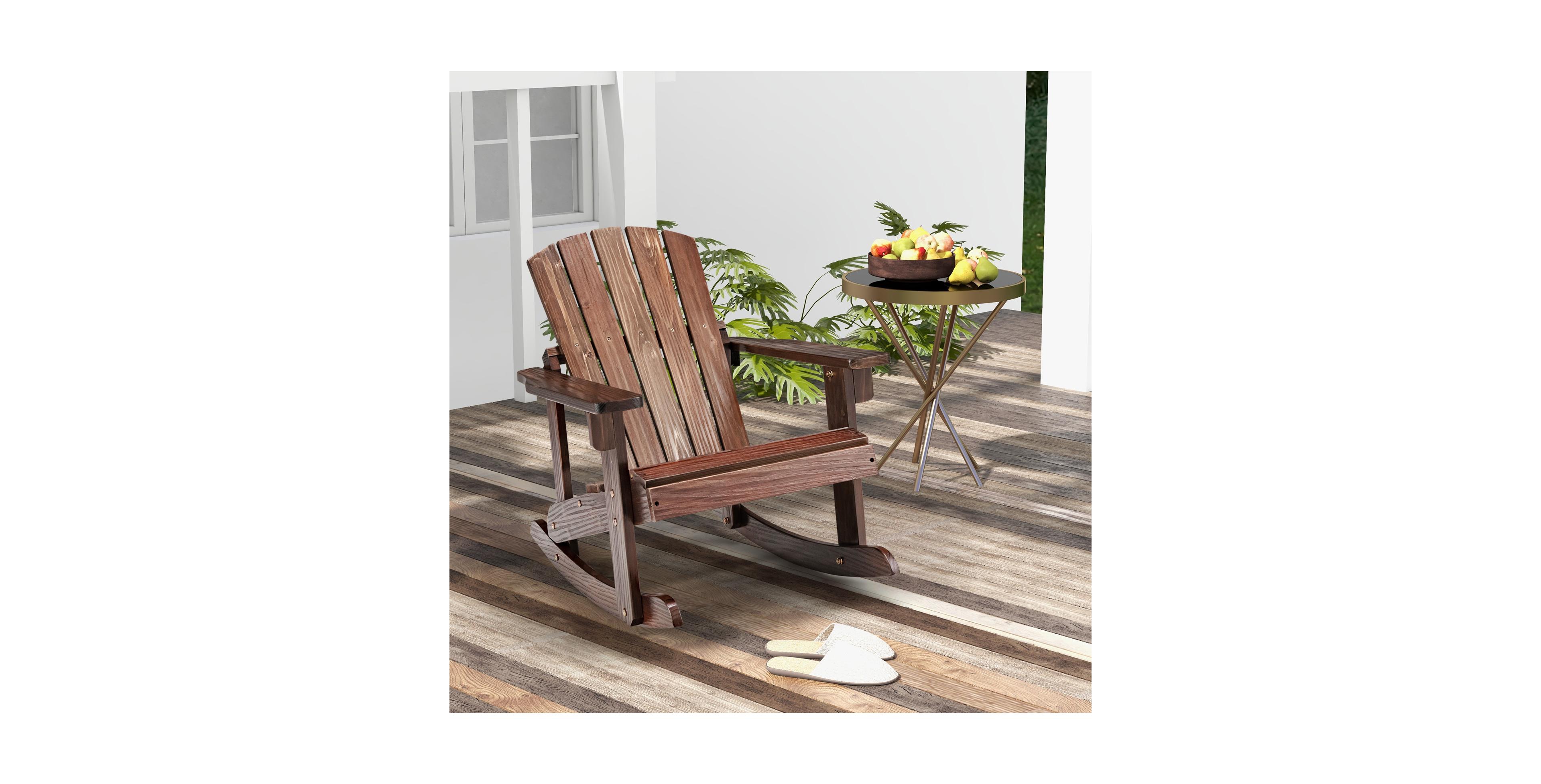 Mecale Kids Wooden Adirondack Rocking Chair with Slatted Seat