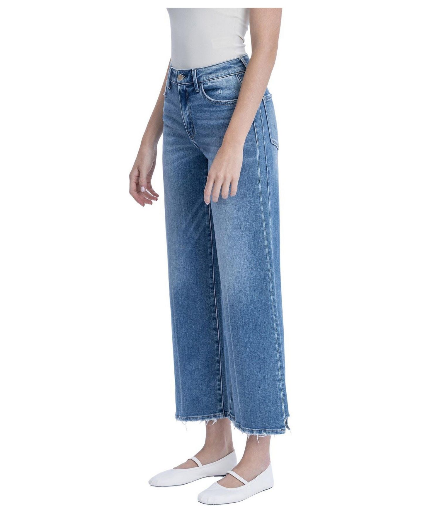 Женские джинсы Flying Monkey Wolf N Crane High-Rise Wide-Leg Step-Hem Denim, цвет: Синий — фото 3