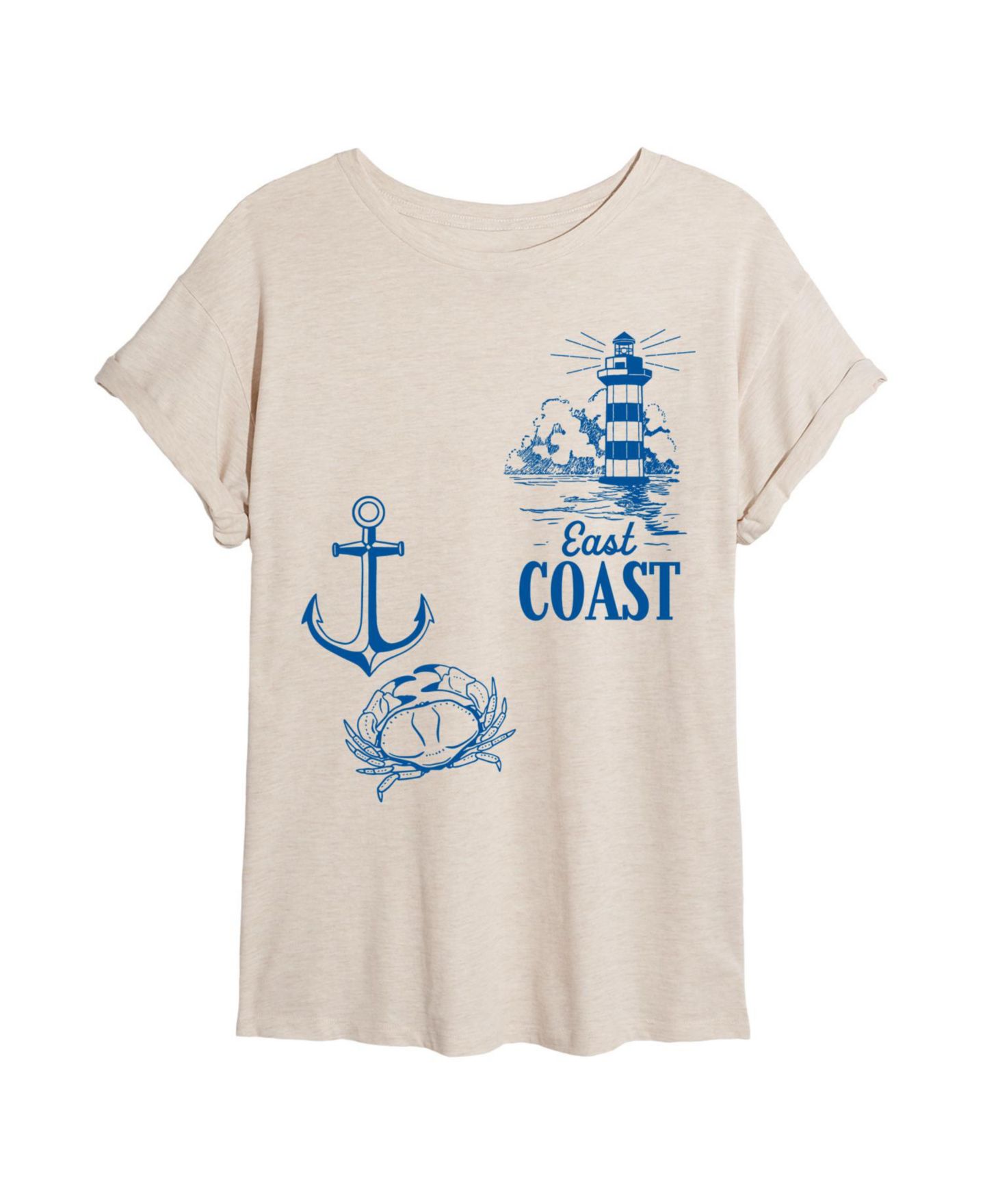 Женская футболка Instant Message Juniors' East Coast Graphic Print Relaxed Fit Short Sleeve, цвет: Бежевый — фото 4