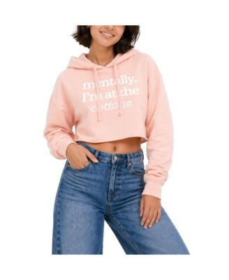Women's Mentally At The Cottage Cropped Graphic Long-Sleeve Hoodie