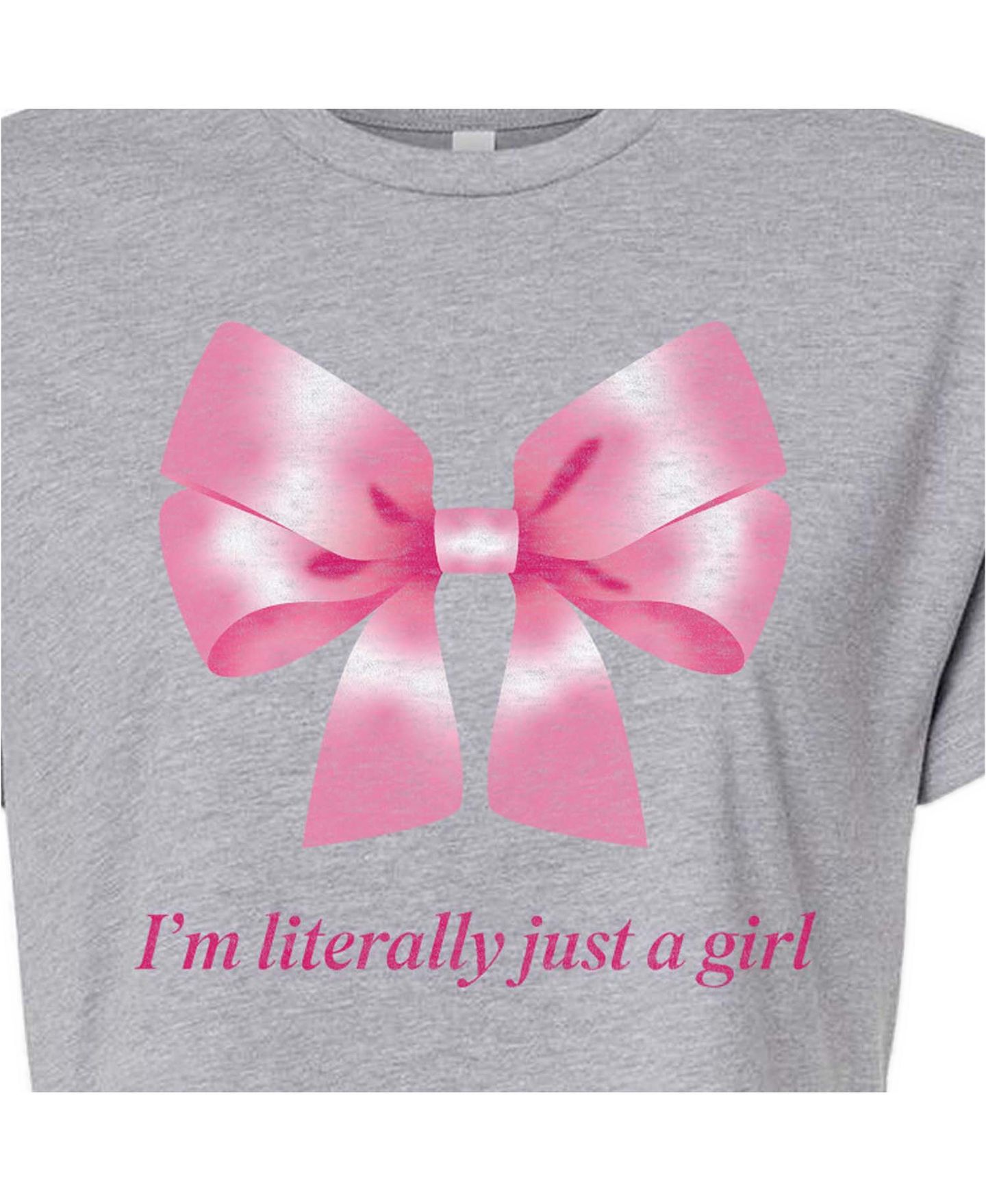 Женская футболка Instant Message Juniors' Literally Just Girl Cropped Graphic, цвет: Меланжевый серый — фото 3