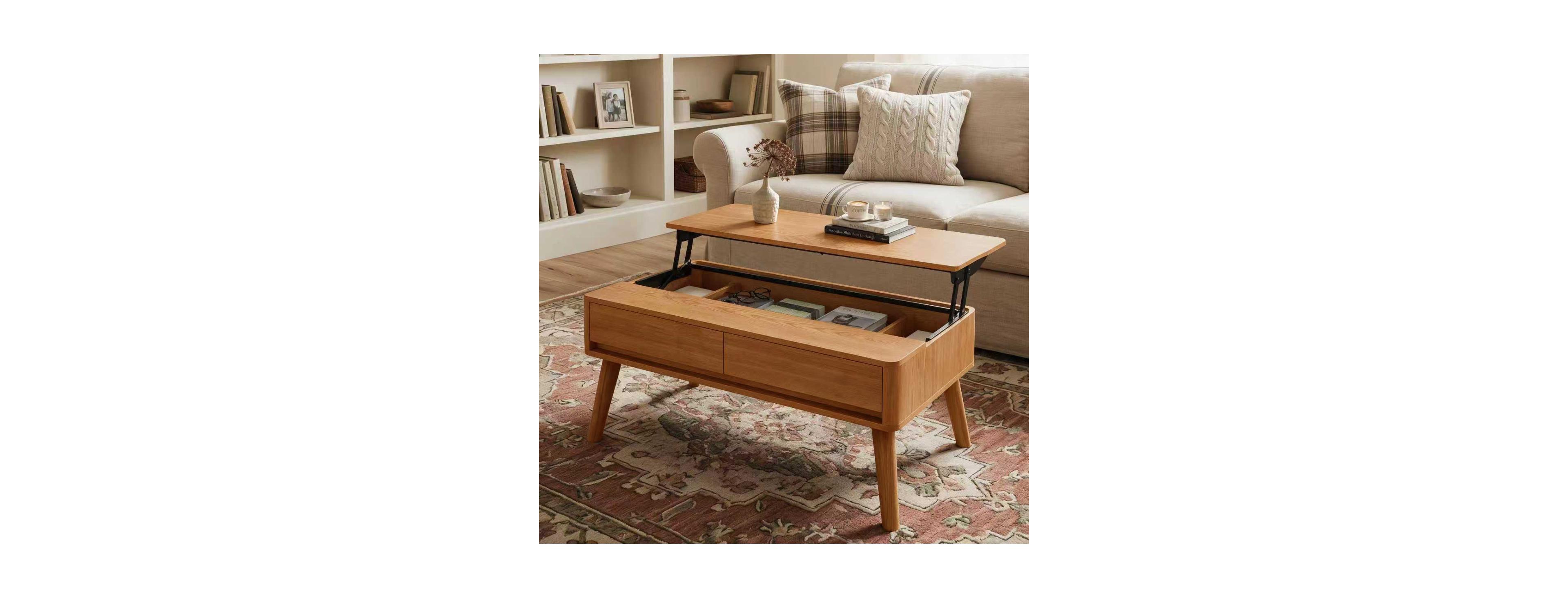 Streamdale Furniture Mid-Century Modern 39.37 in x 21 in x 18 in Wood Veneer Hydraulic Lift Top with Storage Coffee Table