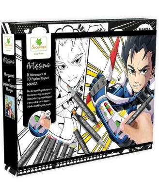 Manga Boy Layout and Markers Drawing & Coloring Kit
