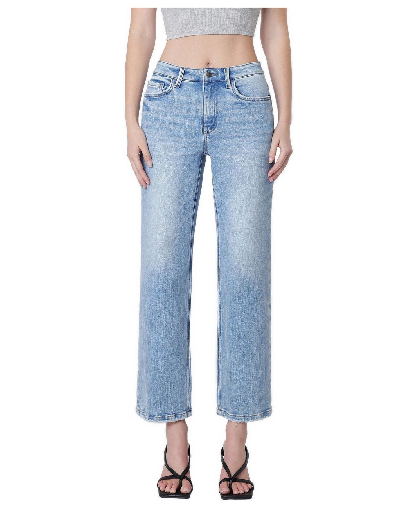Женские джинсы Flying Monkey Little Bitty High Rise Light Wash Wide-Leg, цвет: Пастельный синий — фото 1