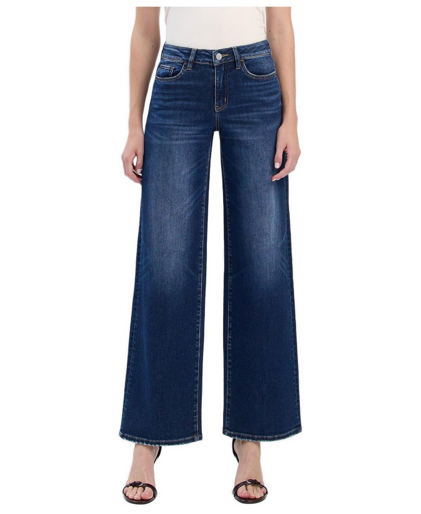 Женские джинсы Flying Monkey Elbe River High-Rise, Wide-Leg Denim, цвет: Тёмный синий — фото 1