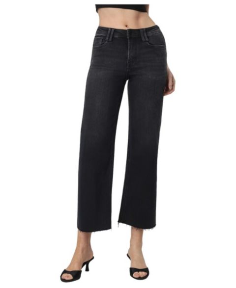 Женские джинсы Flying Monkey Xavier High Rise Wide-Leg Raw Hem, цвет: Чёрный