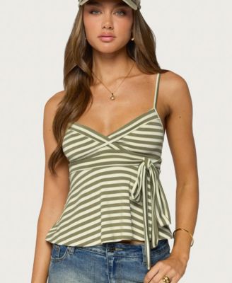 Women's Kova Striped V-Neck Babydoll Top