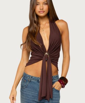 Women's Dixi Halter Crop Open Back Top