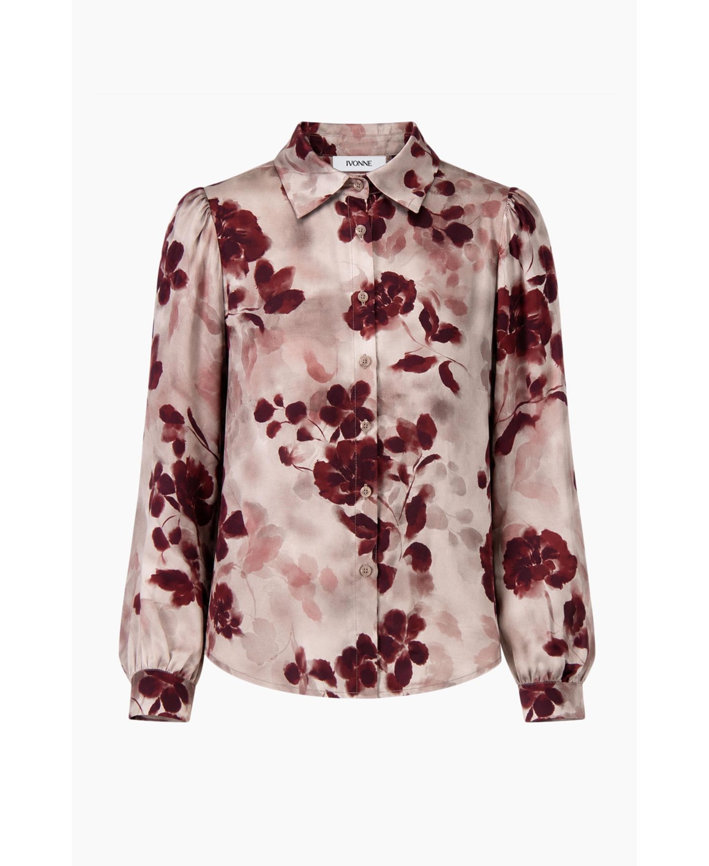 Женская блузка Ivonne Floral-Print Long-Sleeve Satin Button-Up, цвет: Серый — фото 6
