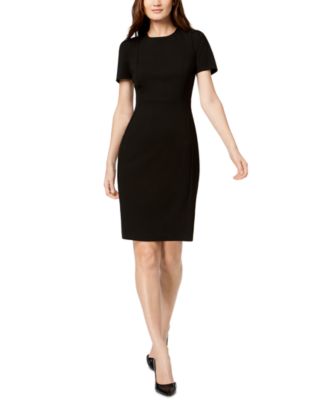Seamed Scuba Crepe Sheath Dress
