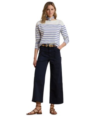 Petite Stretch Chino Wide-Leg Cropped Pants