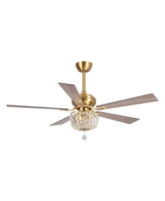 52 Inch Modern Wood Blade Ceiling Fan with Crystal Shade and Remote Control