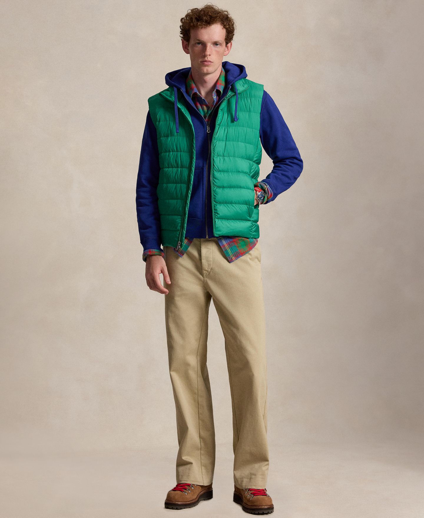 Мужское худи Polo Ralph Lauren Fleece Full-Zip Waffle-Knit, цвет: Синий — фото 2