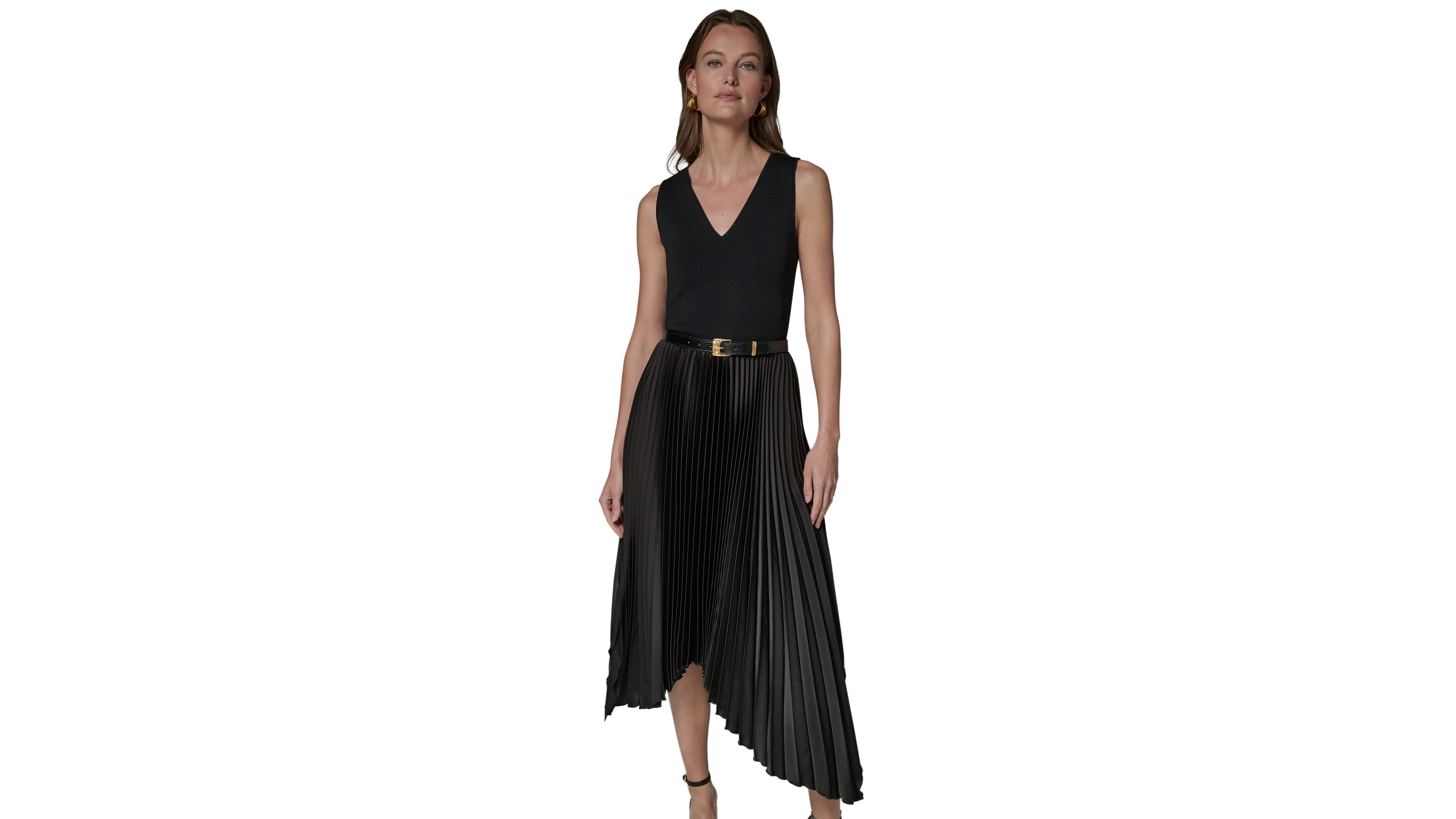 Donna Karan New York Petite High Low V-Neck Dress
