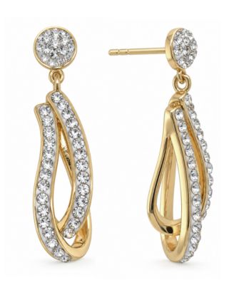 Crystal Double teardrop Earring in Gold Plate