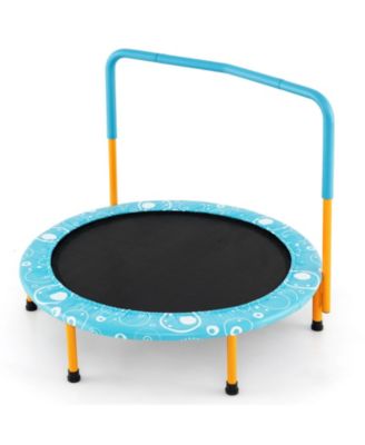 36-Inch Padded Handrail Foldable Kids Mini Trampoline, 330-lb Capacity, Ages 3-10