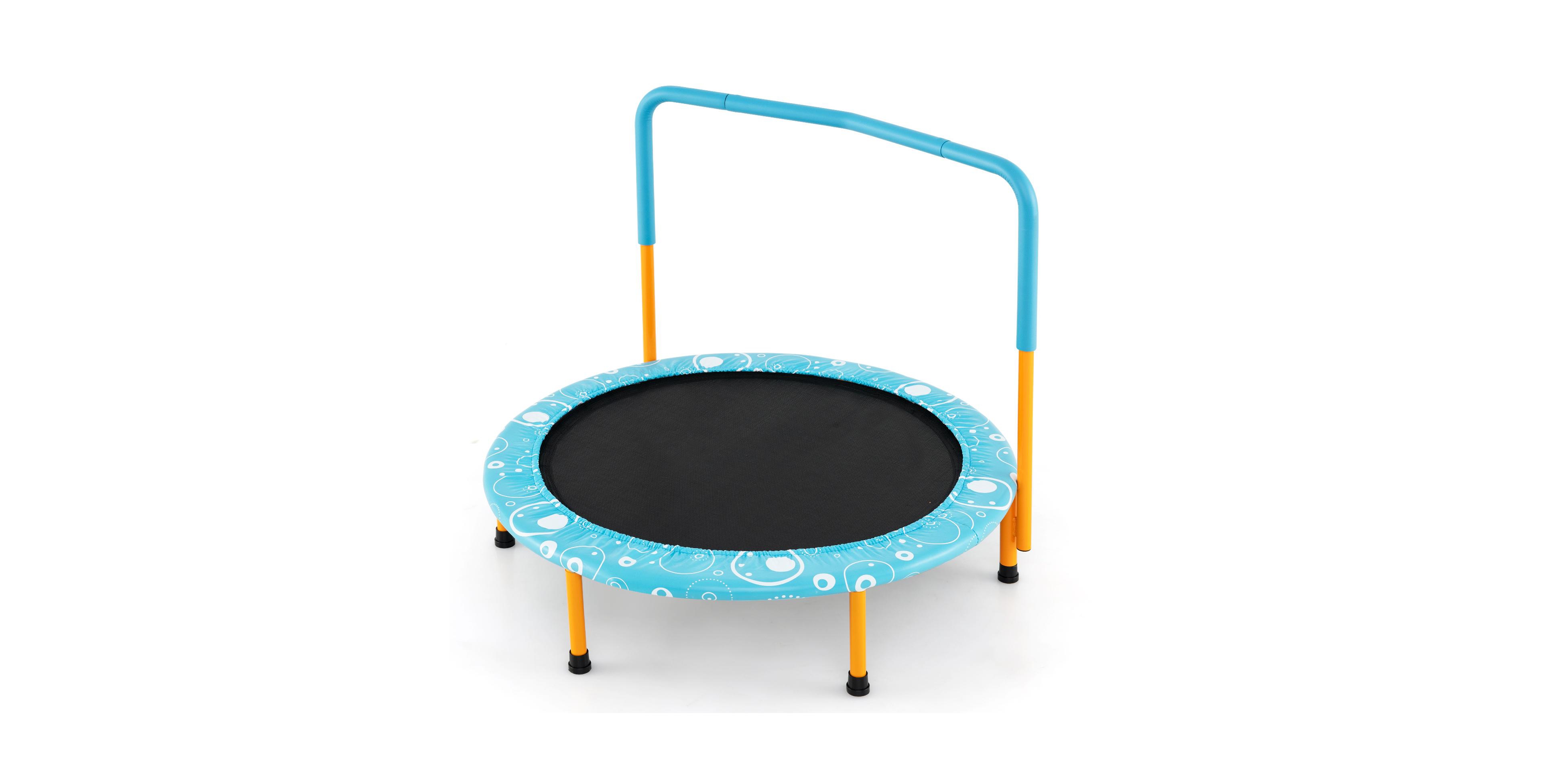 Mecale 36-Inch Padded Handrail Foldable Kids Mini Trampoline, 330-lb Capacity, Ages 3-10