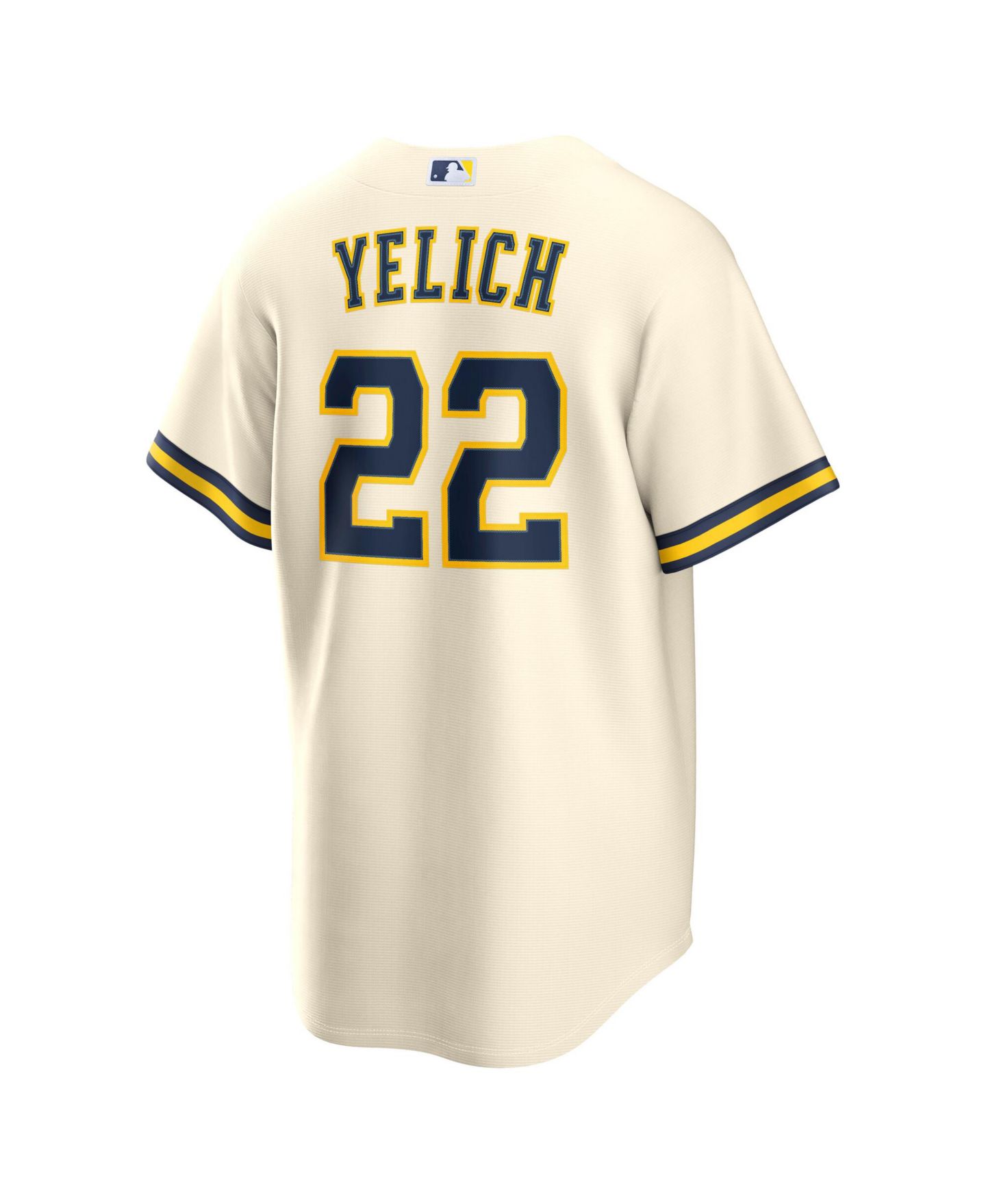 Мужской топ Nike Christian Yelich Cream Milwaukee Brewers 2026 World Series Participant Replica Jersey — фото 2