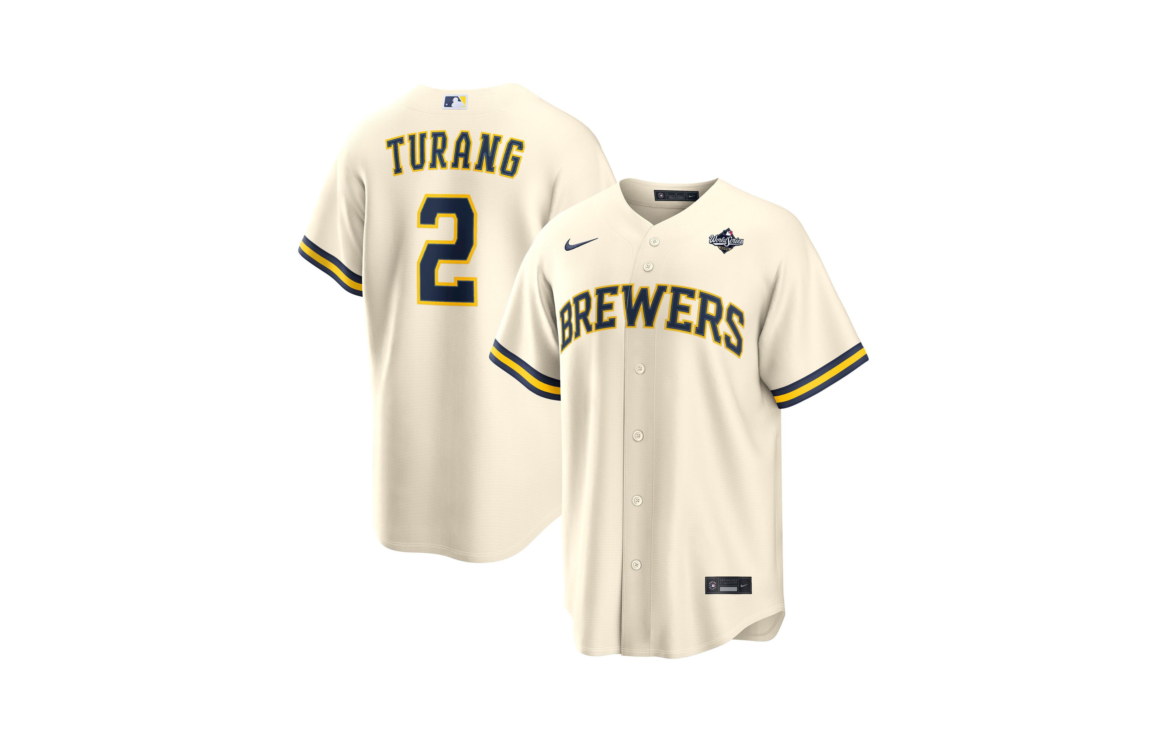 Nike Men's Brice Turang Cream Milwaukee Brewers 2026 World Series Participant Replica Jersey
