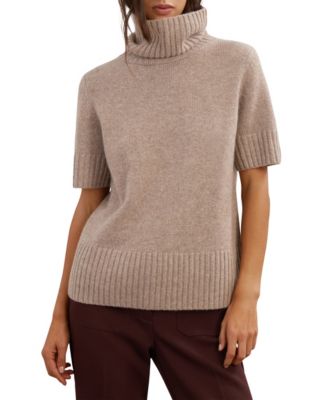 Women's Esme Cashmere Short-Sleeve Turtleneck Sweater