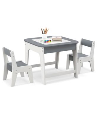 Kids Table and Chairs Set with Double-Sided Removable Tabletop