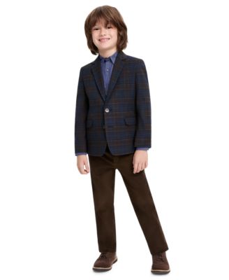 Boys' 2T-7 Plaid Jacket, Long-Sleeve Shirt and Pants, 3-Piece Set