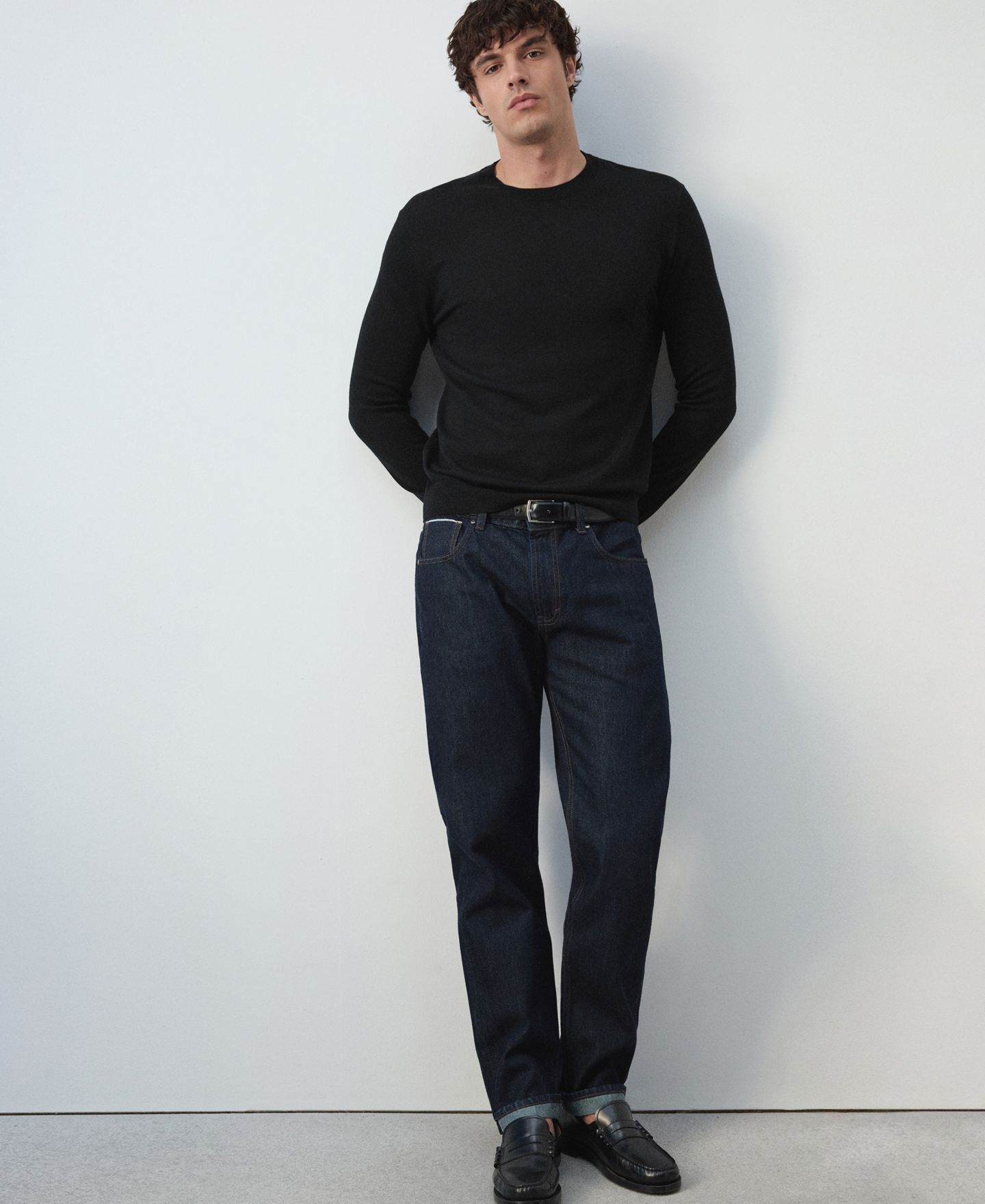 Мужской свитер Mango Willy 100% Wool Crewneck, цвет: Чёрный — фото 2