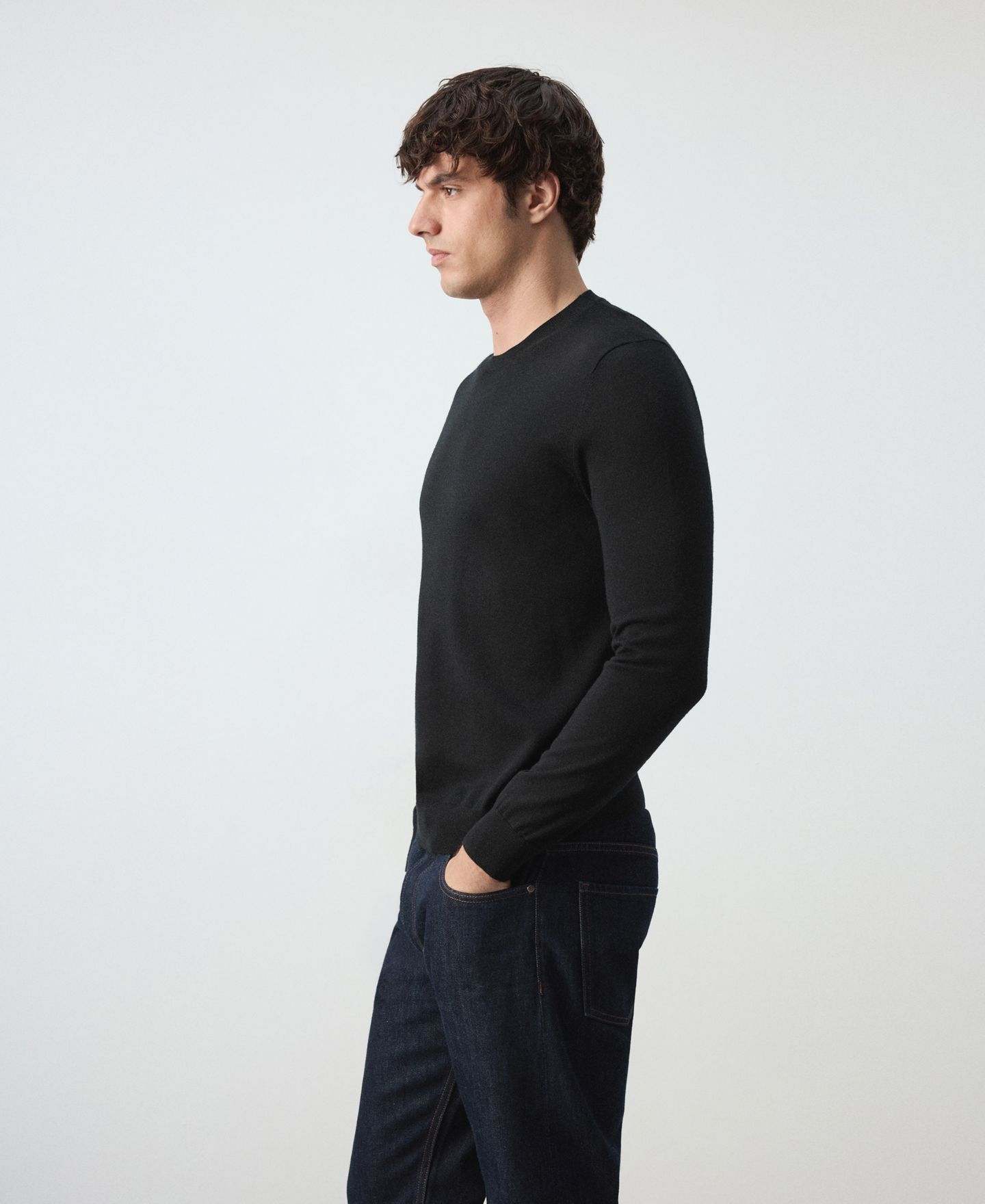 Мужской свитер Mango Willy 100% Wool Crewneck, цвет: Чёрный — фото 7