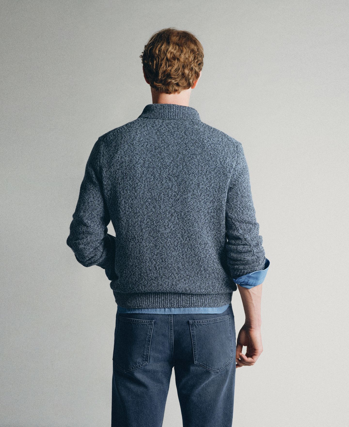 Мужской свитер Mango Polo Cactus Chunky Knit Long-Sleeve, цвет: Индиго синий — фото 11