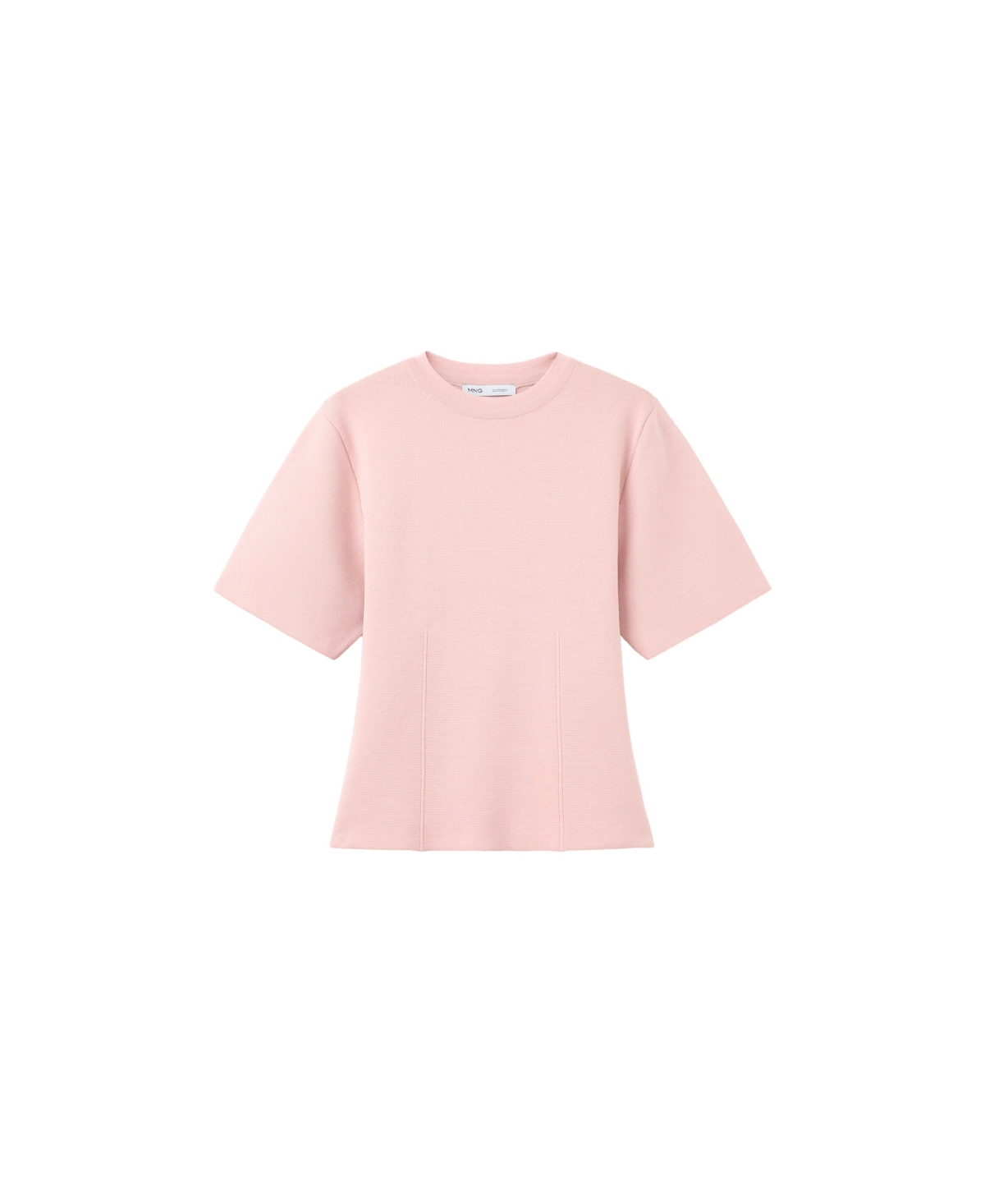 Mango Women's Fine-Knit Lightweight Crewneck Short-Sleeve Sweater - Light Pink