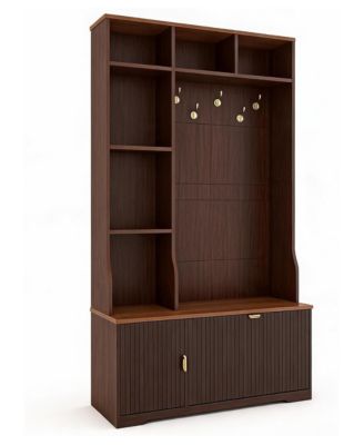 Hall Tree with Bench and Shoe Storage-Entryway Coat Rack