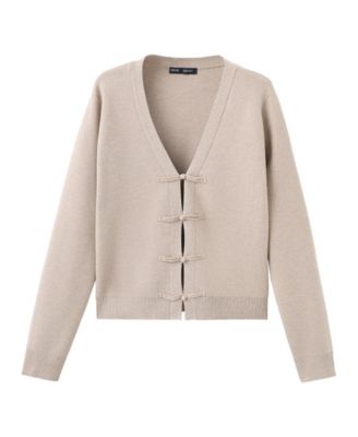 Women's V-Neck Long-Sleeve Fitted Cardigan