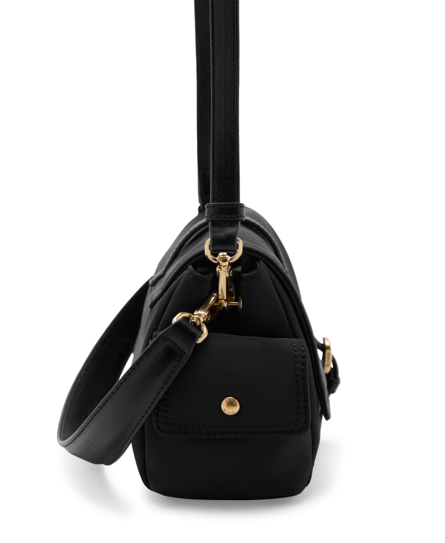 Женская сумка Mango Faux Leather Pockets and Buckle Shoulder, цвет: Чёрный — фото 3