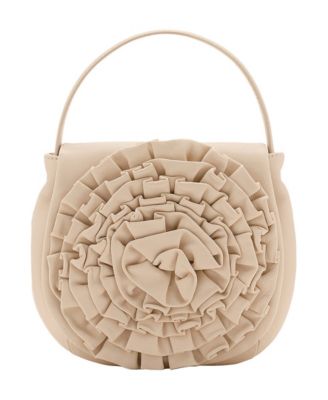 Women's Floral-Embossed Top Handle Leather Handbag