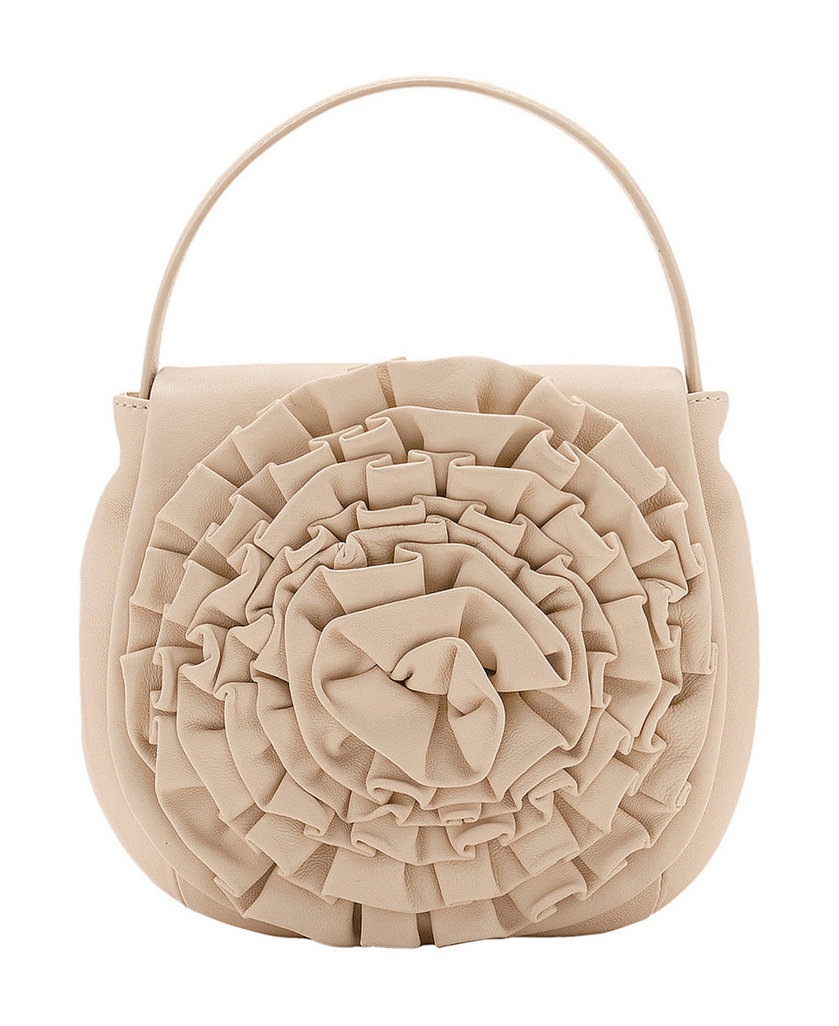 Mango Women's Floral-Embossed Top Handle Leather Handbag - Off White
