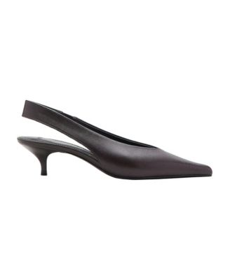 Women's Faux Leather Pointed-Toe Kitten-Heel Slingback Pumps