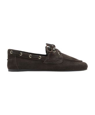 Women's Laces Deck Shoes Round-Toe Bovine Leather Boat Shoes
