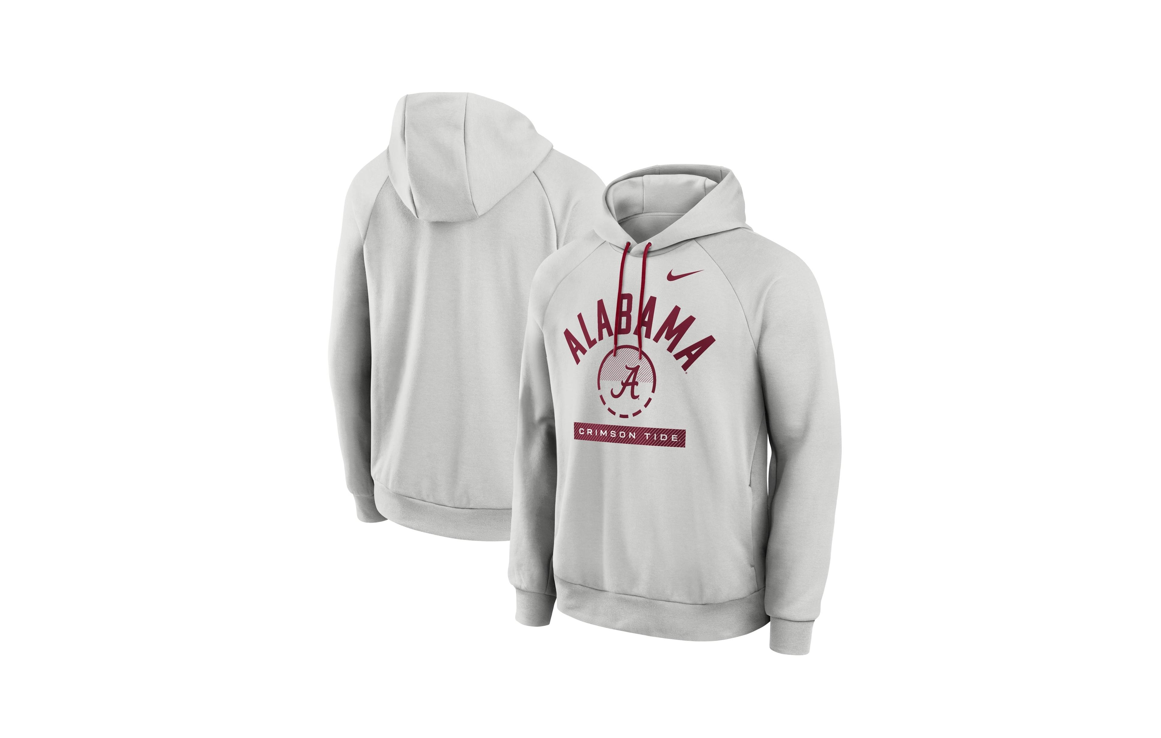 Nike Men's Gray Alabama Crimson Tide Courtside Practice Dri-fit Raglan Fleece Hoodie