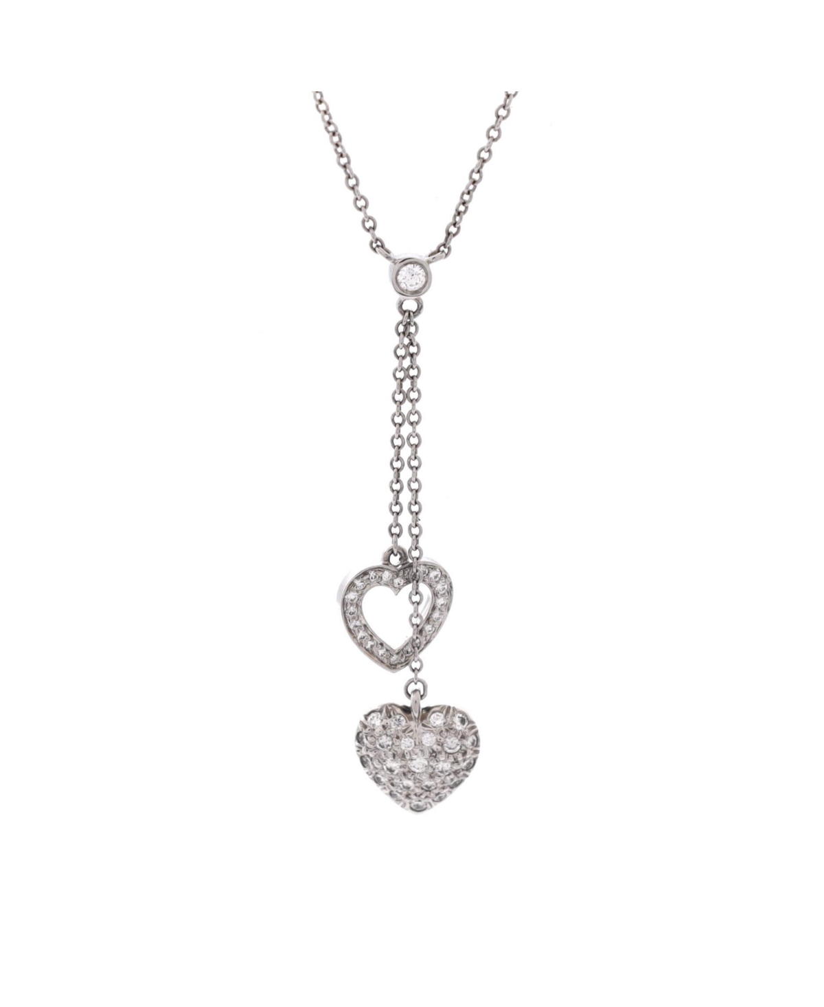 Pre-Owned Tiffany and Co Double Heart Drop Pendant Necklace - Platinum (pt950)