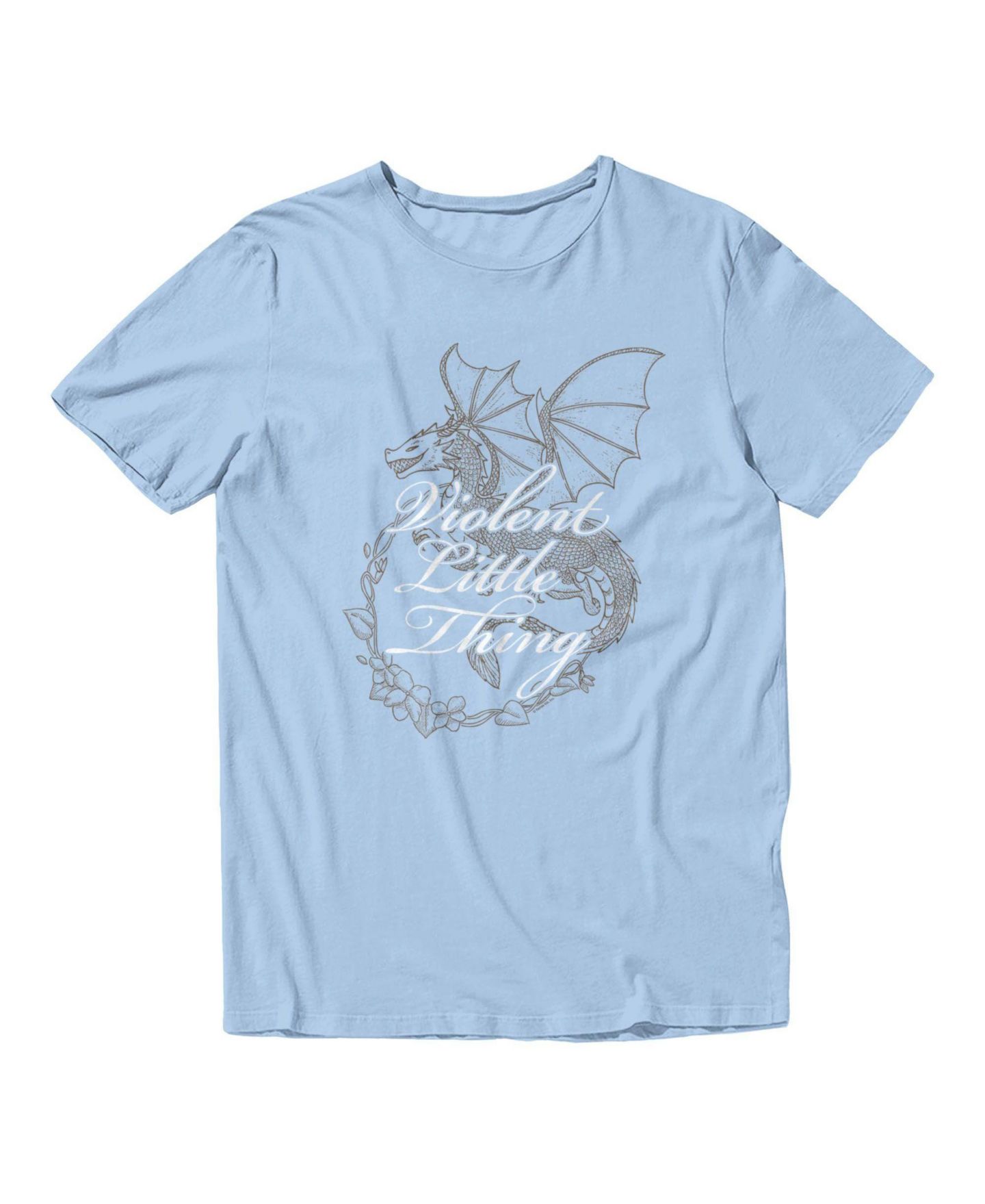 Мужская футболка Fourth Wing The Empyrean Violent Little Thing Dragon Floral Short Sleeve, цвет: Светлый синий — фото 2
