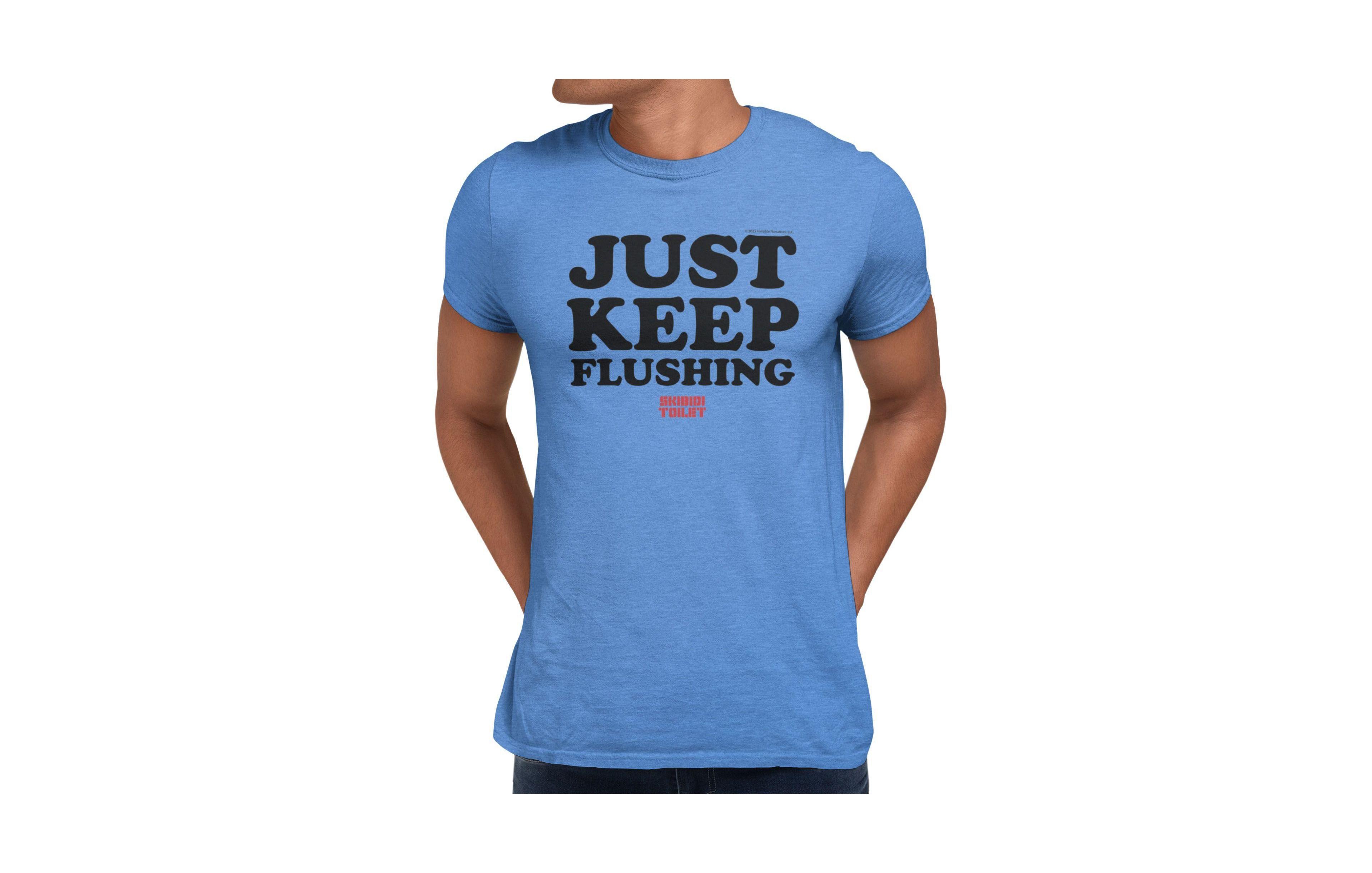 Skibidi Toilet Men's Just Keep Flushing Graphic Classic-Fit T-Shirt