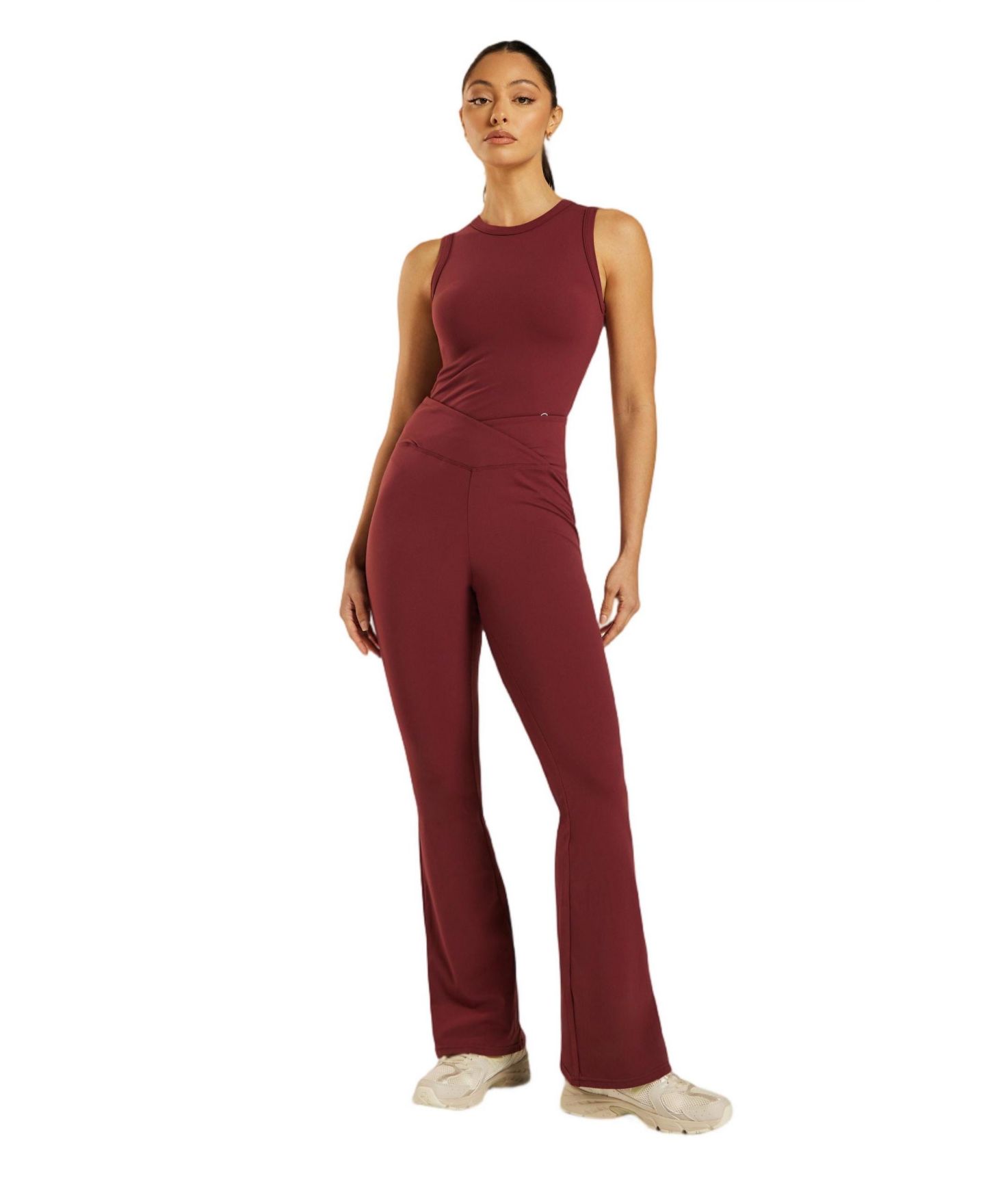 Женские леггинсы Be Athletica Be 180 High-Waisted Wrap-Waist Flared, цвет: Бордо — фото 5