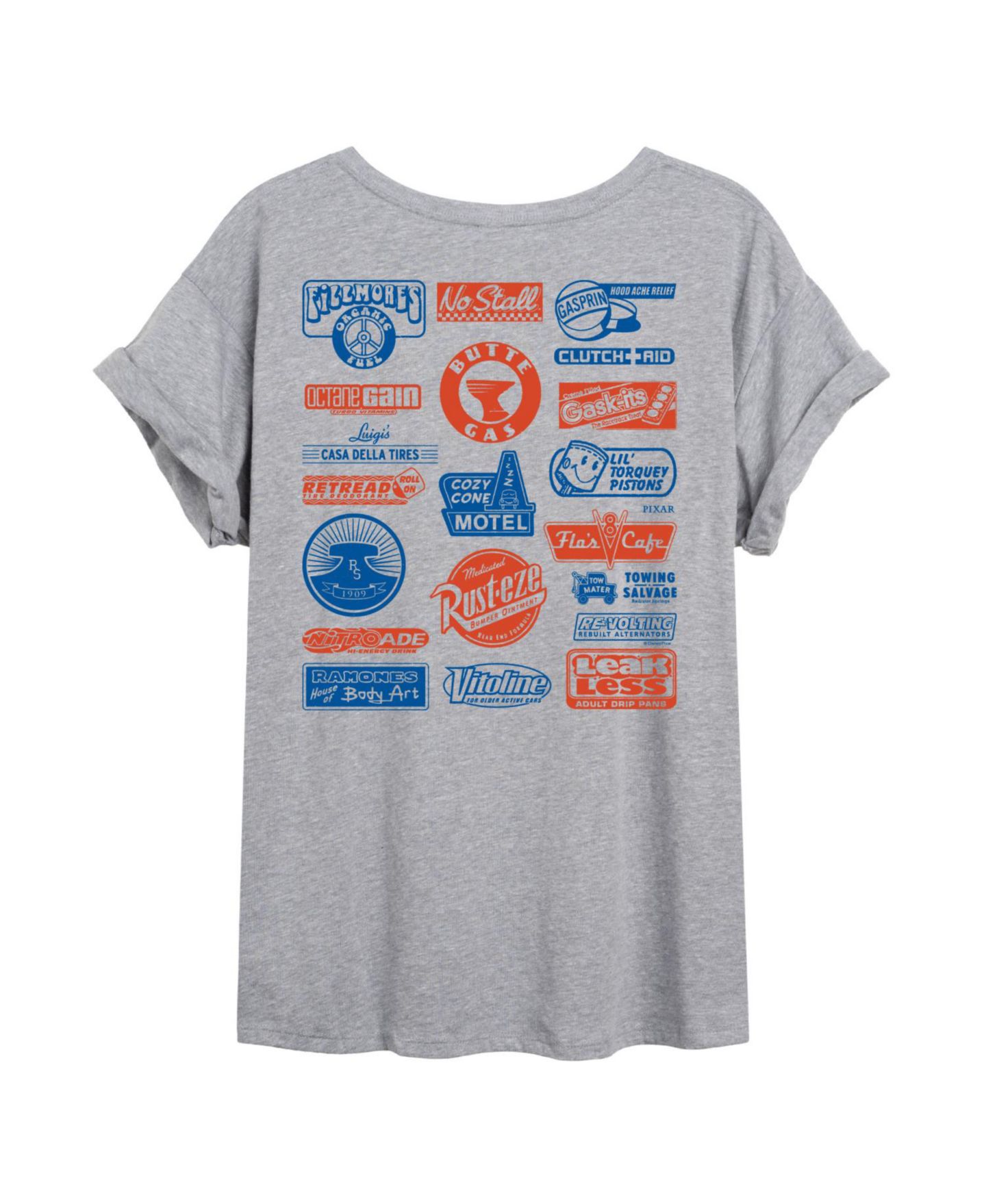 Женская футболка Cars Piston Cup Sponsors Graphic Crewneck, цвет: Меланжевый серый — фото 3