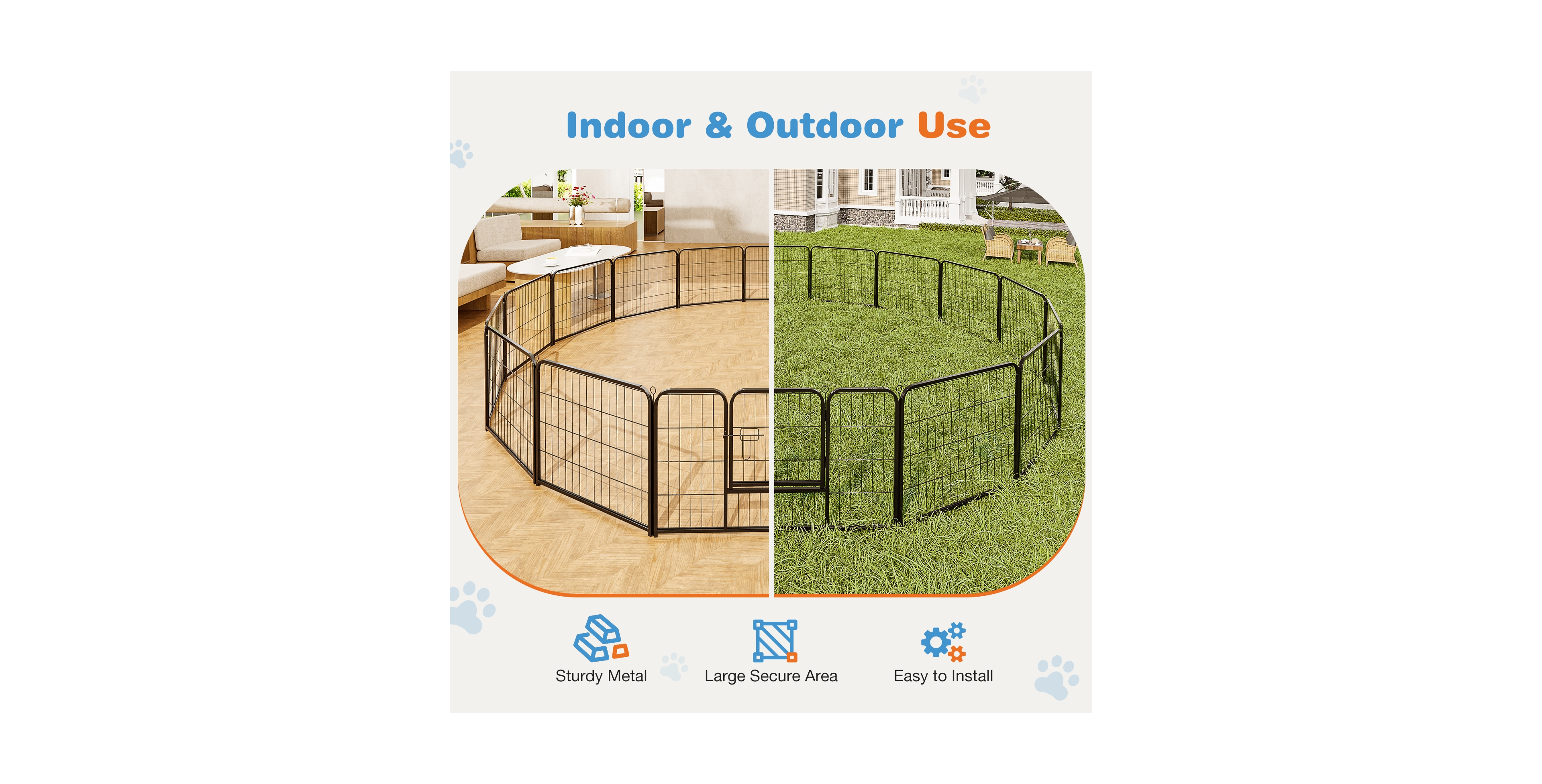 Zeny 16 Panel Heavy Duty Metal Dog Playpen with Lockable Door